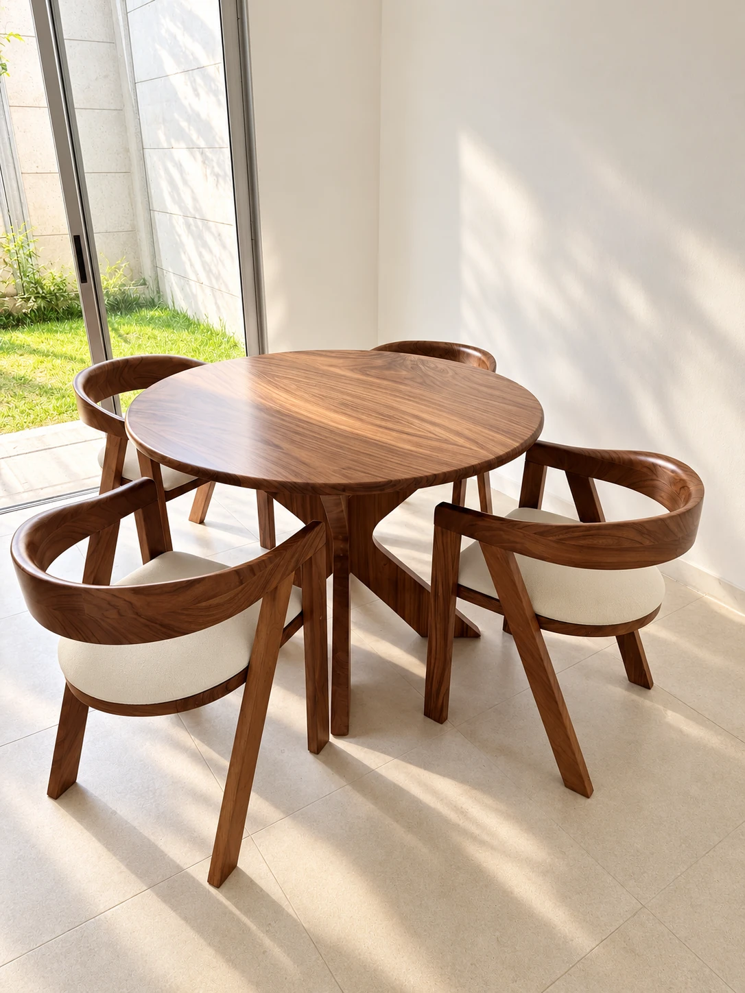 Encuentros alrededor de la mesa: Formas redondas y la calidez de la madera.